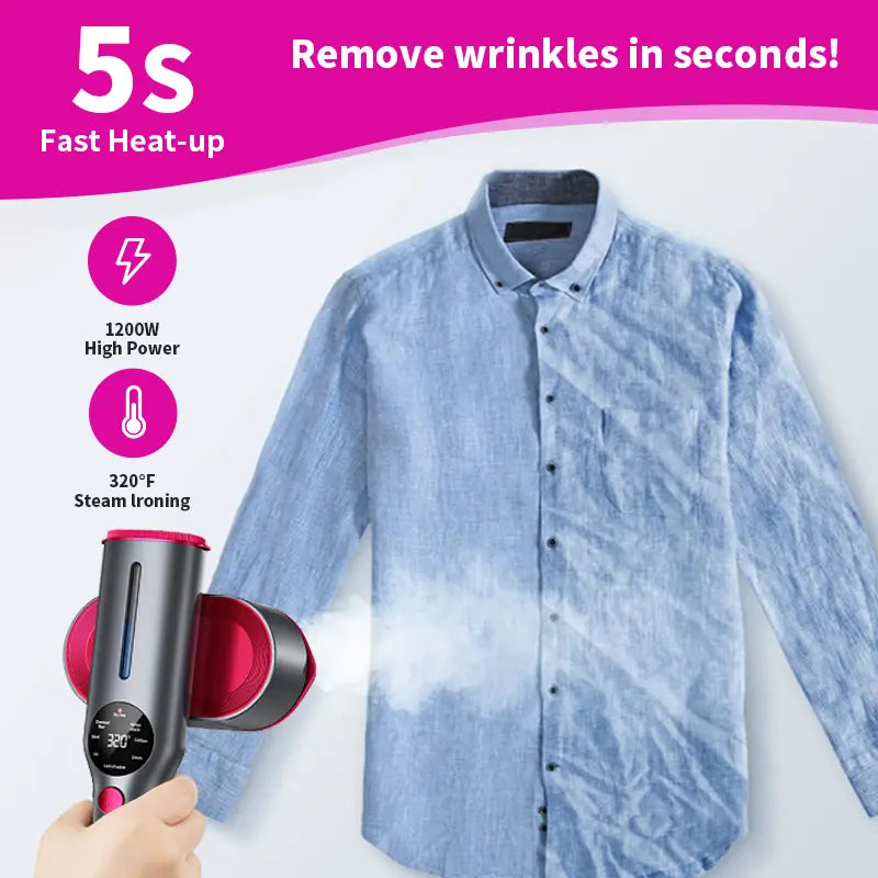 Garment Steamer for Clothes, Portable Travel Clothing Steamer Iron, 7 Mode with LED Display, 5s Fast Heating, 90° Swivel Handle