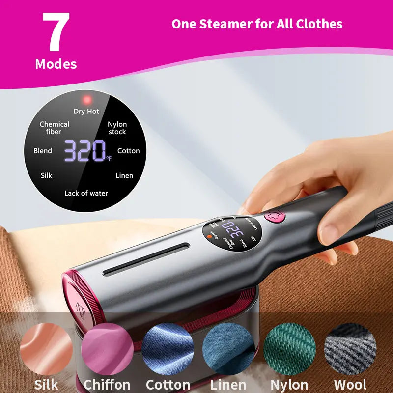 Garment Steamer for Clothes, Portable Travel Clothing Steamer Iron, 7 Mode with LED Display, 5s Fast Heating, 90° Swivel Handle
