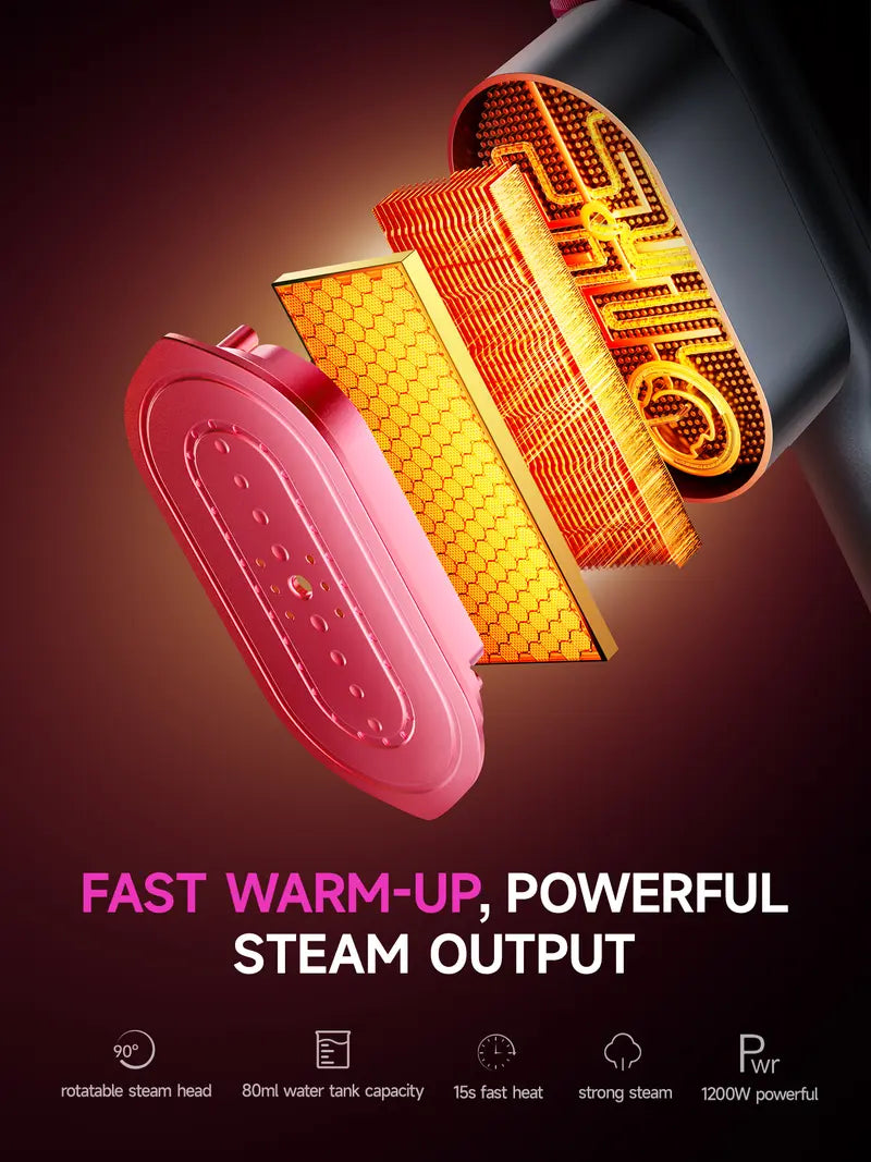 Garment Steamer for Clothes, Portable Travel Clothing Steamer Iron, 7 Mode with LED Display, 5s Fast Heating, 90° Swivel Handle