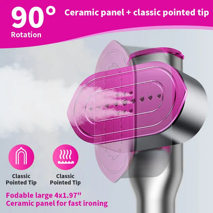Garment Steamer for Clothes, Portable Travel Clothing Steamer Iron, 7 Mode with LED Display, 5s Fast Heating, 90° Swivel Handle